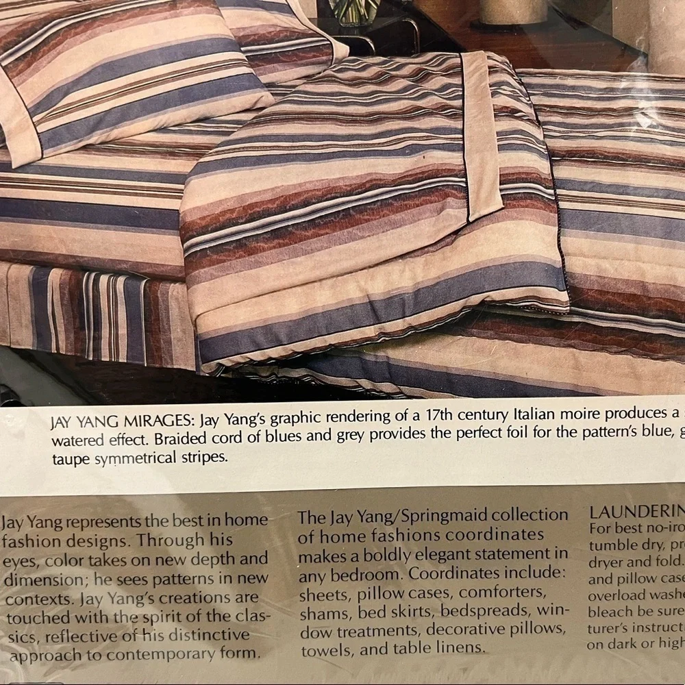 Vintage Springmaid Jay Yang Striped Mirages California King Fitted Sheet